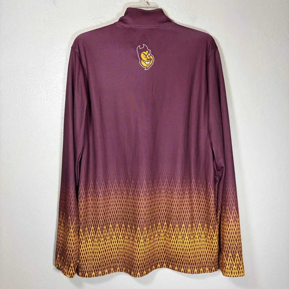 Adidas Arizona State Sun Devils ASU Quarter Zip Pullover Maroon Gold Mens L